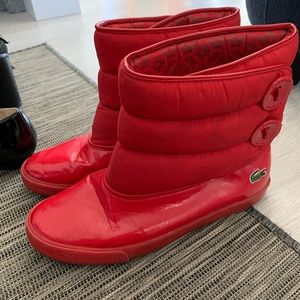 Lacoste quilted red boots